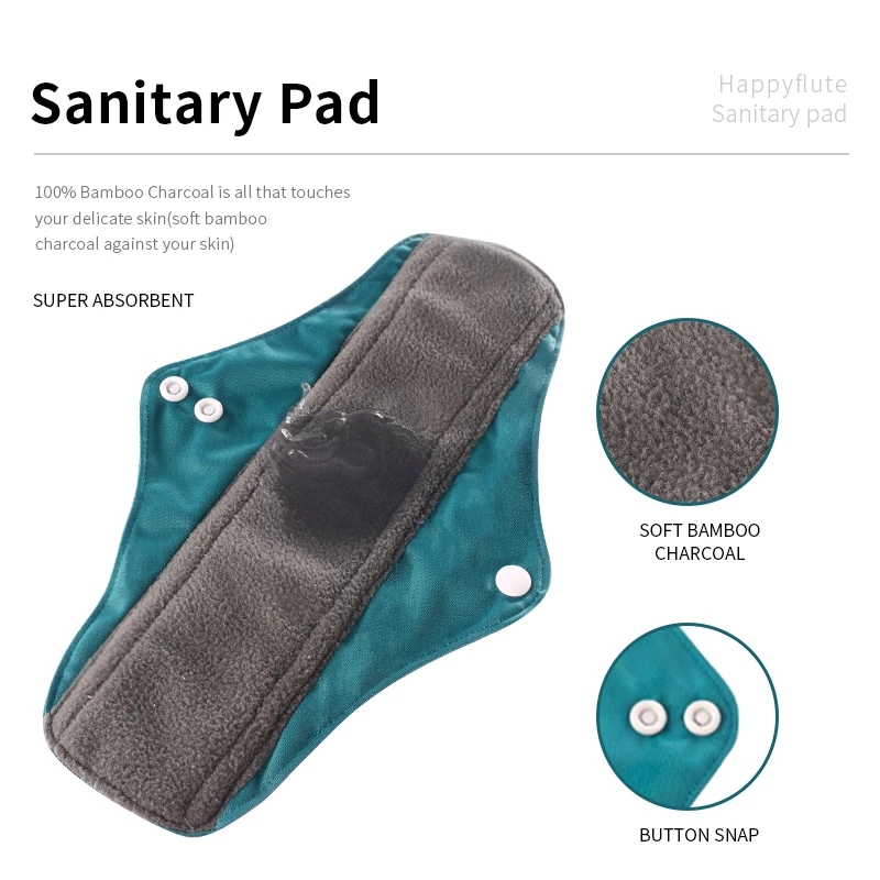 Happy Flute Reusable Sanitary Pads10 Pieces Bamboo Charcoal Washable And Waterproof Menstrual Pads Sanitary Pads