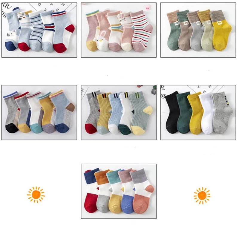 HappyFlute 5Pairs/Lot Breathable Infant Baby Socks For Newborn Girls and Boys Toddler Socks Baby Clothes Accessories