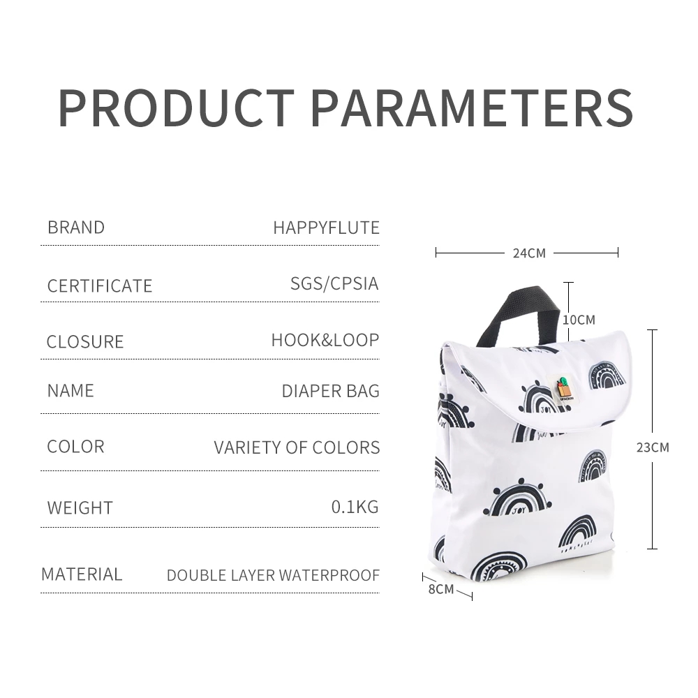 Happyflute Multifunctional Baby Diaper Insert Organizer Reusable Waterproof Fashion Print Wet/Dry Bag Mummy Storage Travel Bag