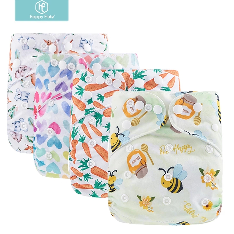Happyflute 1pcs Ecological Baby Washable Reusable Cloth Pocket Diaper Baby Nappy With One Pocket Fit 3-15kg Baby