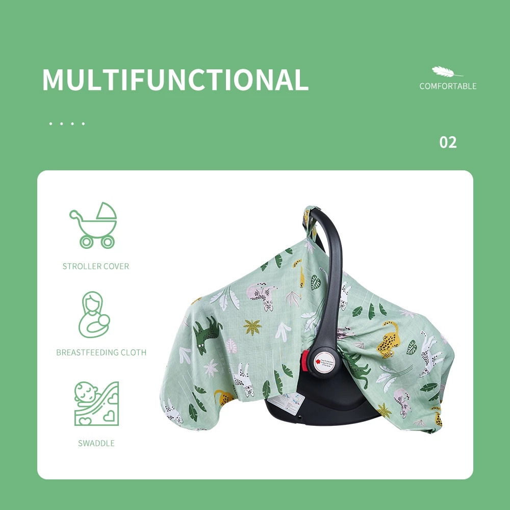  Happyflute Multifunctional Mulsin Stroller Cover Infants Maternity Breastfeeding Nursing Blanket Baby Basket Stroller Cover