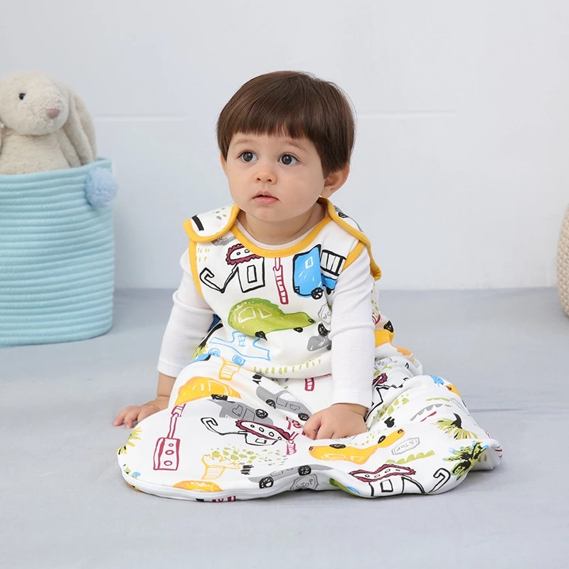 HappyFlute New Print 10-20℃ 3Size Cotton Fabric Quilted Unisex Vest Children's Anti-Kicking Baby Sleeping Bag