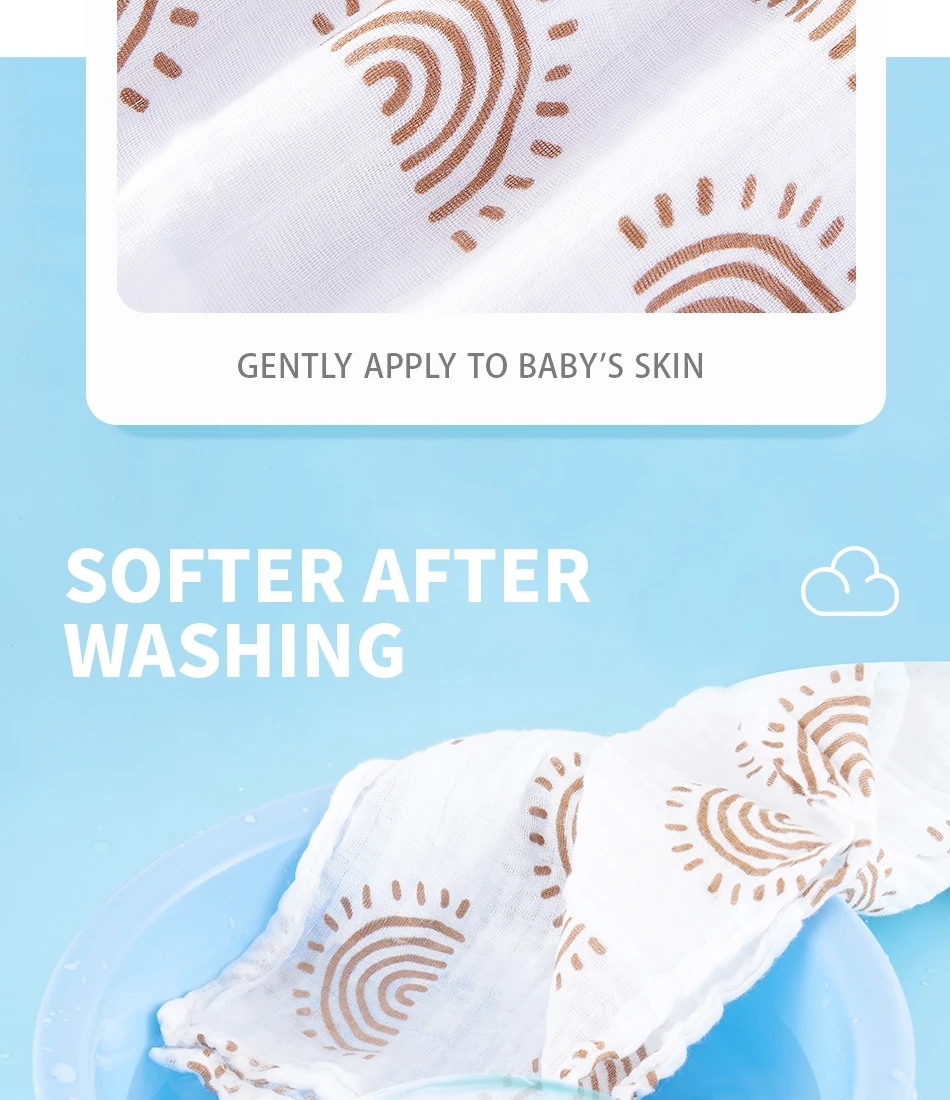 Happy Flute Baby Muslin Swaddle 2pcs/set Soft Baby Blanket For Girls and Boys Baby Wrap Sleepsack Bath Towel 120*110cm