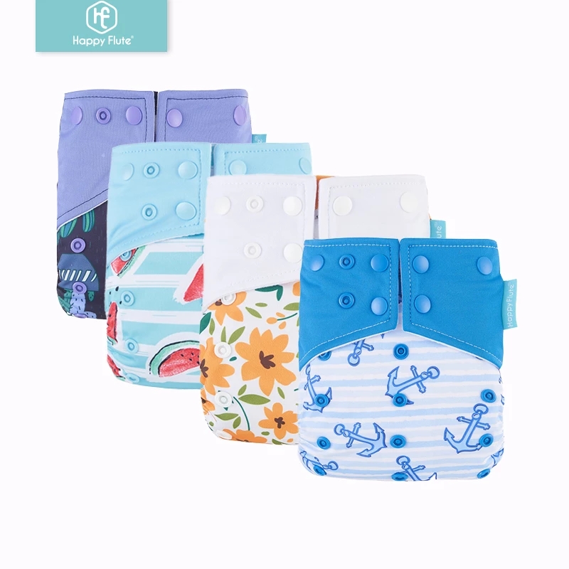 Happy Flute Eco-Friendly Cloth Diaper Washable Reusable Nappy With Suede Cloth Inner For 0-2 Years Baby