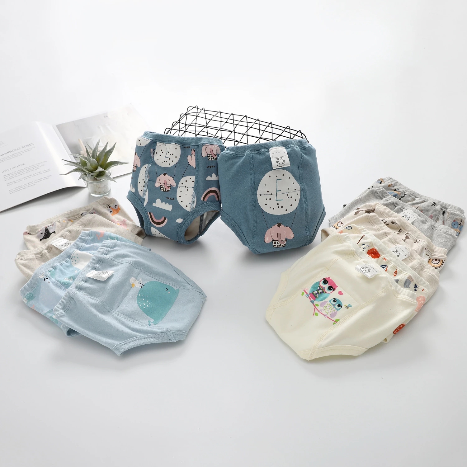 Happyflute 2piece/set Baby Cotton Waterproof Trainning Pants Children's Breathable Washable Diaper pants