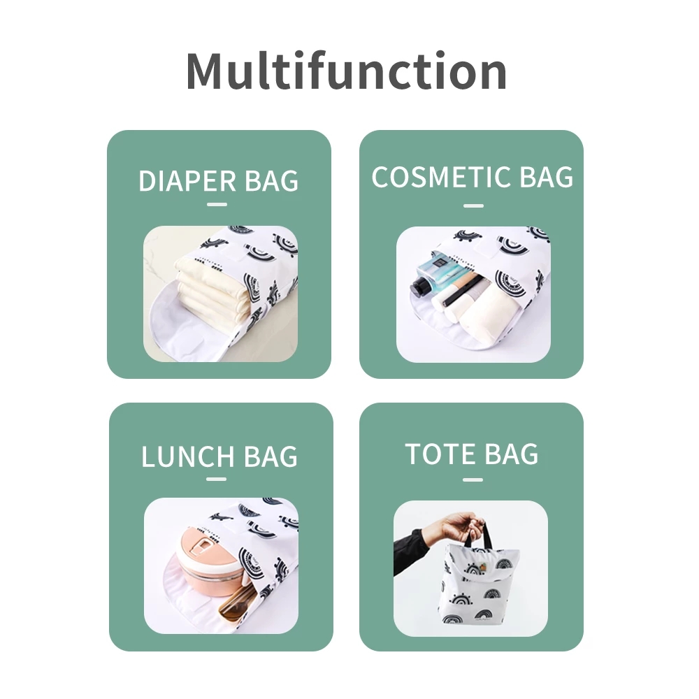 Happyflute Multifunctional Baby Diaper Insert Organizer Reusable Waterproof Fashion Print Wet/Dry Bag Mummy Storage Travel Bag