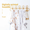 Happyflute Comfortable 4 Layers Digitally Printed Swaddle Blanket 70% Bamboo+30%Cotton Baby Wrap Sleepsack Bath Towel 120*110cm